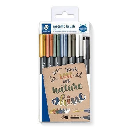 Štětcové fixy &quot;Design Journey Metallic Brush&quot;, 6 metalických barev, 1-6 mm, STAEDTLER 8321