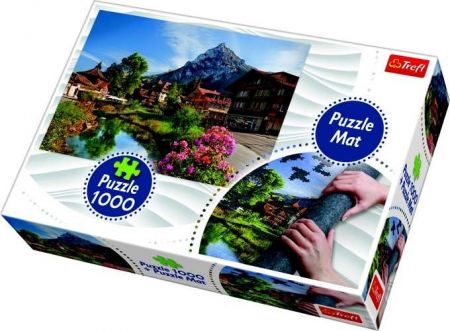 Puzzle Alpy v létě 1000 dílků podložka na stavění