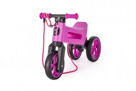 Odrážedlo FUNNY WHEELS Rider SuperSport fialové 2v1+popruh, výš. sedla 28/30cm nos 25kg 18