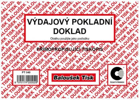 Výdajový pokladní doklad A6 přímopropisující / PT040 / Baloušek tisk