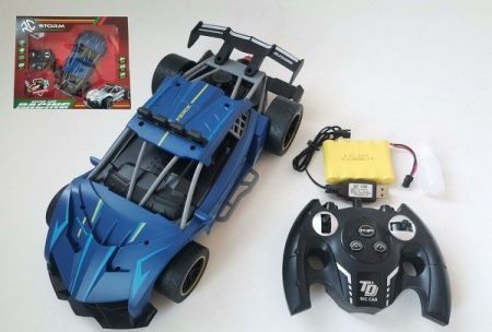 Auto RC závodní vypouštějící páru plast 30cm 2,4GHz na bat. + dobíjecí pack v krabici