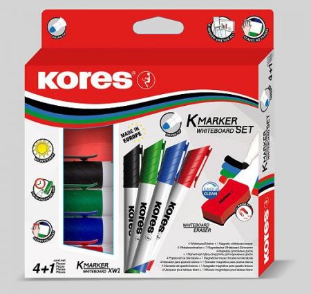 KORES K-MARKER SET 4 ks popisovače na bílé tabule a flipcharty kulatý hrot