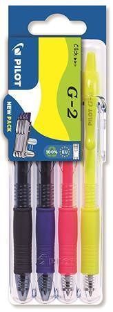 Gelové pero Set2go &quot;G-2&quot;, 4 barvy, 0,32 mm, PILOT, BL-G2-7-S2G-BLNYNP