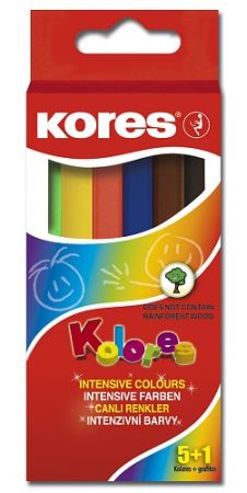 KORES KOLORES MINI SET 5+1, trojhranné pastelky 3 mm / 5 barev + 1x obyčejná tužka