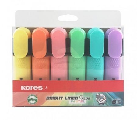 KORES BRIGHT LINER PLUS , mix 6 pastelových barev