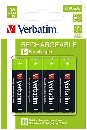 Nabíjecí baterie, AA, 4x2500 mAh, VERBATIM 49517