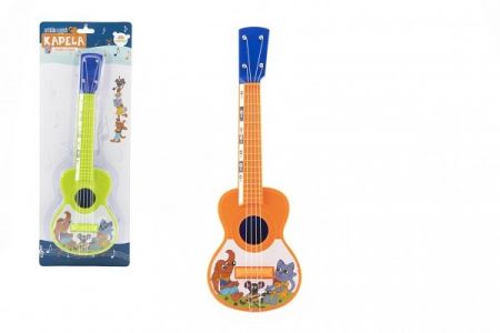 Ukulele/kytara plast 40cm s trsátkem Zvířátka a jejich kapela 2 barvy na kartě