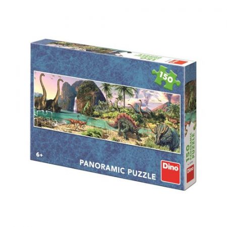 Puzzle 150 Dinosauři u jezera panoramic