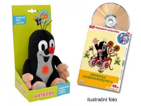 Krtek mluvící plyš 15cm na baterie se zvukem + DVD v krabici