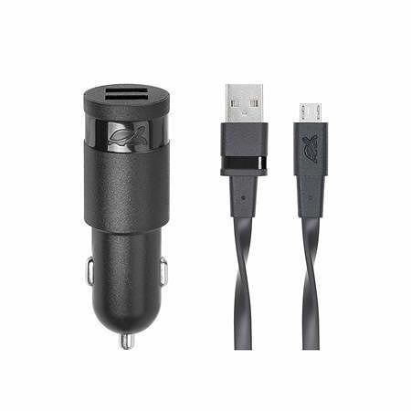 Nabíječka do auta &quot;PS4223&quot;, černá, 2 x USB, 3,4A, microUSB kabel, RIVACASE