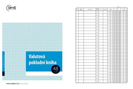 Valutová pokladní kniha, A4, 48 listů , OPTYS 1021