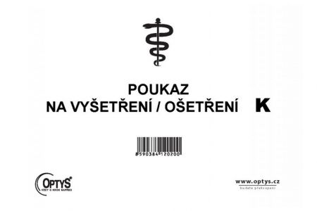 Poukaz na vyšetření „K“, A5, 50 listů, OPTYS 1202