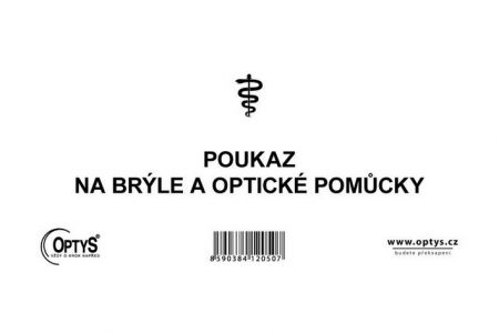 Poukaz na brýle a optické pomůcky, 21 × 10 cm, 50 listů, OPTYS 1205