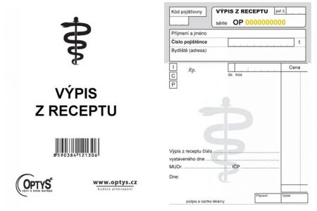 Výpis z receptu, A6, 50 listů, číslovaný, OPTYS 1213