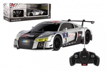 Auto RC Audi R8 plast 28cm stříbrné 27MHz na dálk. ovládání na baterie v krabici 43x15x17