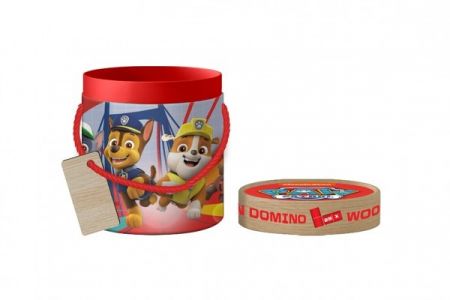 Domino dřevěné Paw patrol/Tlapková patrola 28ks v papírovém tubusu 11x13cm