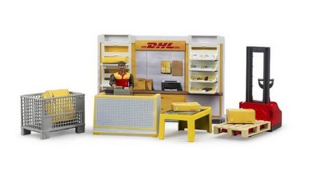 BRUDER 62251 bworld DHL shop s paletovým vozíkem