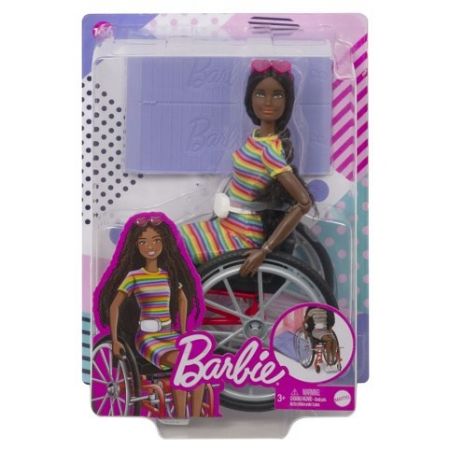 BARBIE MODELKA NA INVALIDNÍM VOZÍKU - ČERNOŠKA