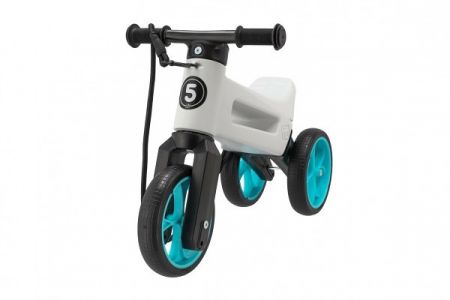 Odrážedlo FUNNY WHEELS Rider SuperSport bílé/tyrkys 2v1+popruh,výš.sedla28/30cm nos.25kg