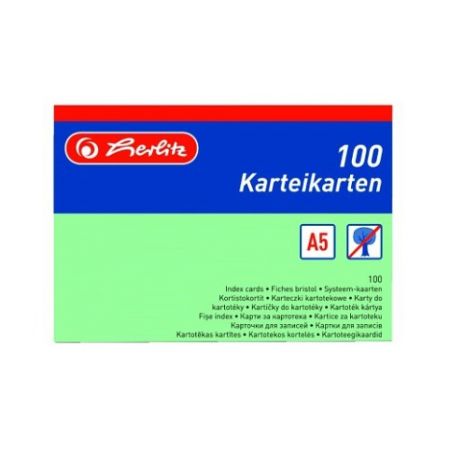 Herlitz - Karty do kartotéky A5, zelené, linka