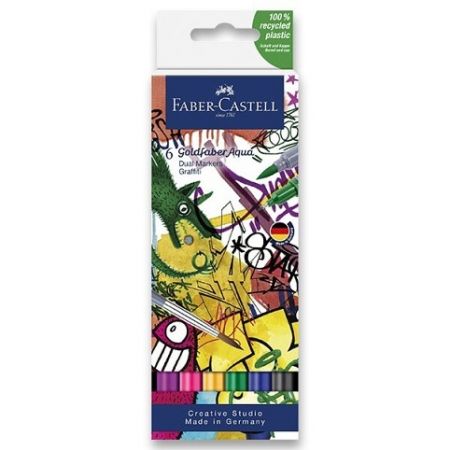 Popisovač Faber-Castell Goldfaber Aqua Dual Marker Graffiti sada, 6 barev