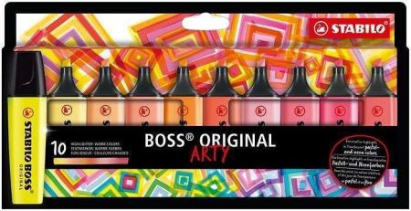 Zvýrazňovače &quot;BOSS original Arty&quot;, 10 ks, teplé odstíny, 2-5 mm, STABILO 70/10-1-20