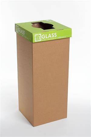 Odpadkový koš na tříděný odpad &quot;Office&quot;, zelená, recyklovaný, anglický popis, 60 l, RECOBI