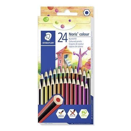 Barevné pastelky &quot;Noris Colour 185&quot;, 24 různých barev, šestihranné, STAEDTLER 185 CD24 02