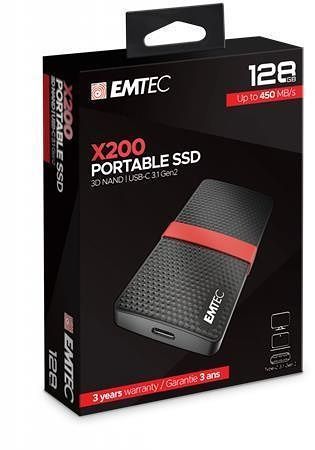 SSD (externí paměť) &quot;X200&quot;, 128GB, USB 3.2, 420/450 MB/s, EMTEC ECSSD128GX200