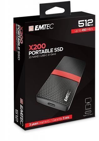 SSD (externí paměť) &quot;X200&quot;, 512GB, USB 3.2, 420/450 MB/s, EMTEC ECSSD512GX200