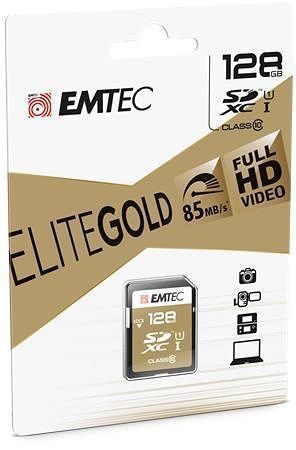 Paměťová karta &quot;Elite Gold&quot;, SDXC, 128GB, UHS-I/U1, 85/20 MB/s, EMTEC ECMSD128GXC10GP