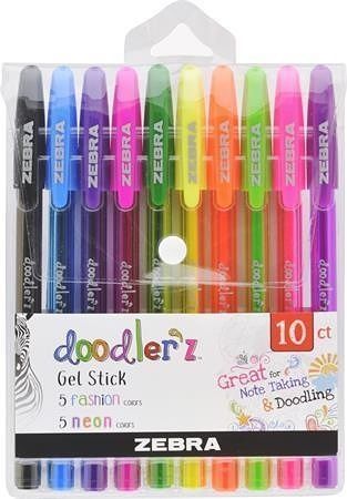 Sada gelových per &quot;Doodler&#39;z Neon &amp; Fashion&quot;, 10 neonových barev, 0,33 mm, ZEBRA 02618