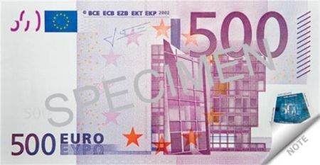 Poznámkový blok &quot;500 Euro&quot;, 70 listů, 120 x 61,5 mm, PANTA PLAST 0423-0057-99