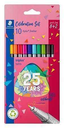 Linery &quot;Triplus334&quot;, 10 barev, sada, 0,3 mm, STAEDTLER 334 BK10 TA