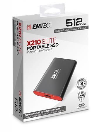 SSD (externí paměť) &quot;X210&quot;, 512GB, USB 3.2, 500/500 MB/s, EMTEC ECSSD512GX210