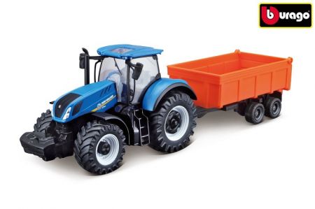 Bburago 1:50 Farm Traktor New Holland s vlečkou