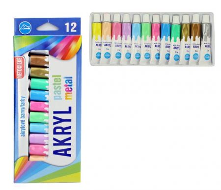 Barvy akrylové METAL + PASTEL sada LUMA 12 barev 12ml