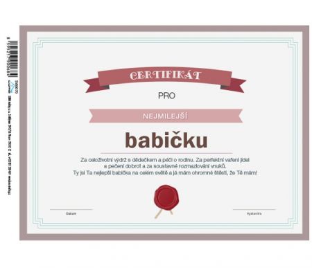 Certifikát PRO BABIČKU