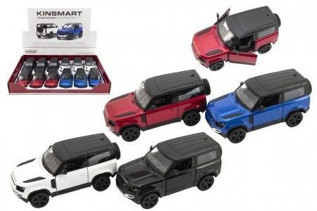 Auto Kinsmart Land Rover Defender 90 kov/plast 1:36 12,5cm na zpětné natažení 4 barvy