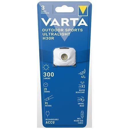 Čelová svítilna &quot;Ultralight H30R&quot;, bílá, LED, outdoor, VARTA 18631101401