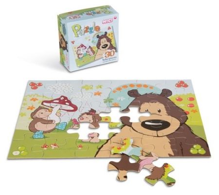 Puzzle Medvěd Grizzly &amp; Ježek 30 dílků