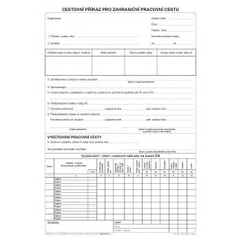 Cestovní příkaz pro zahraniční pracovní cestu A4