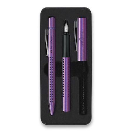 Sada Faber-Castell Grip Edition Glam plnicí pero a kuličková tužka, fialová