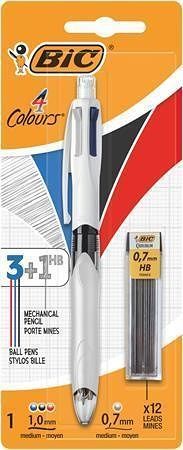 Kuličkové pero a mechanická tužka 2v1 + grafitová tuha &quot;4 Colours&quot;, blistr, BIC 942103