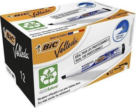 Popisovač na tabuli &quot;Velleda ecolutions&quot;, černá, 3,7-5,5 mm, klínový hrot, BIC 904946