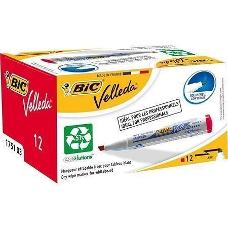 Popisovač na tabuli &quot;Velleda ecolutions&quot;, červená, 1,1-5,6 mm, klínový hrot, BIC 904948