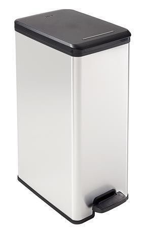 Odpadkový koš &quot;Slim Bin&quot;, černo-stříbrná, pedálový, 40 l, CURVER 213298