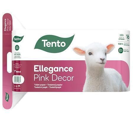 Toaletní papír &quot;Ellegance Pink Decor&quot;, 16 rolí, 3-vrstvý, TENTO 229386