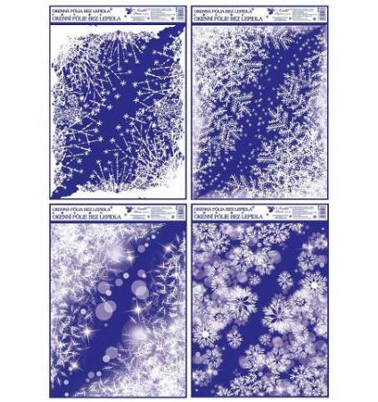 Okenní fólie vánoční - rohová zamrzlé vločky 30x38cm