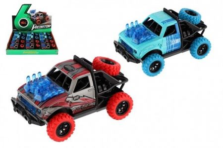 Auto Off-Road plast 11x7cm na baterie se světlem, zvukem na zpětné natažení 2 barvy